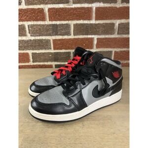 Nike Air Jordan 1 Mid Shadow Red 554725-096 GS Boys Youth Size 6.5 Black‎ Grey